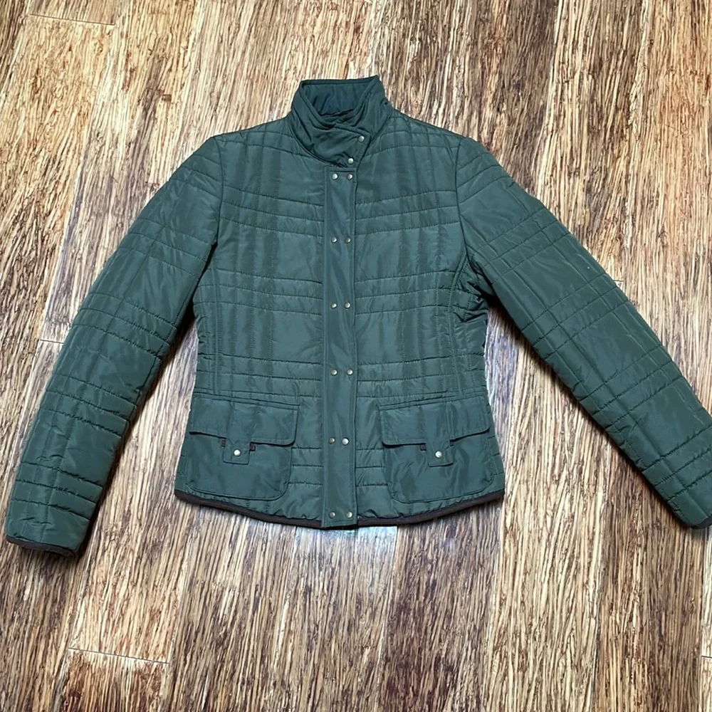 Merona army green quilted zip jacket size XS - Picture 3 of 8